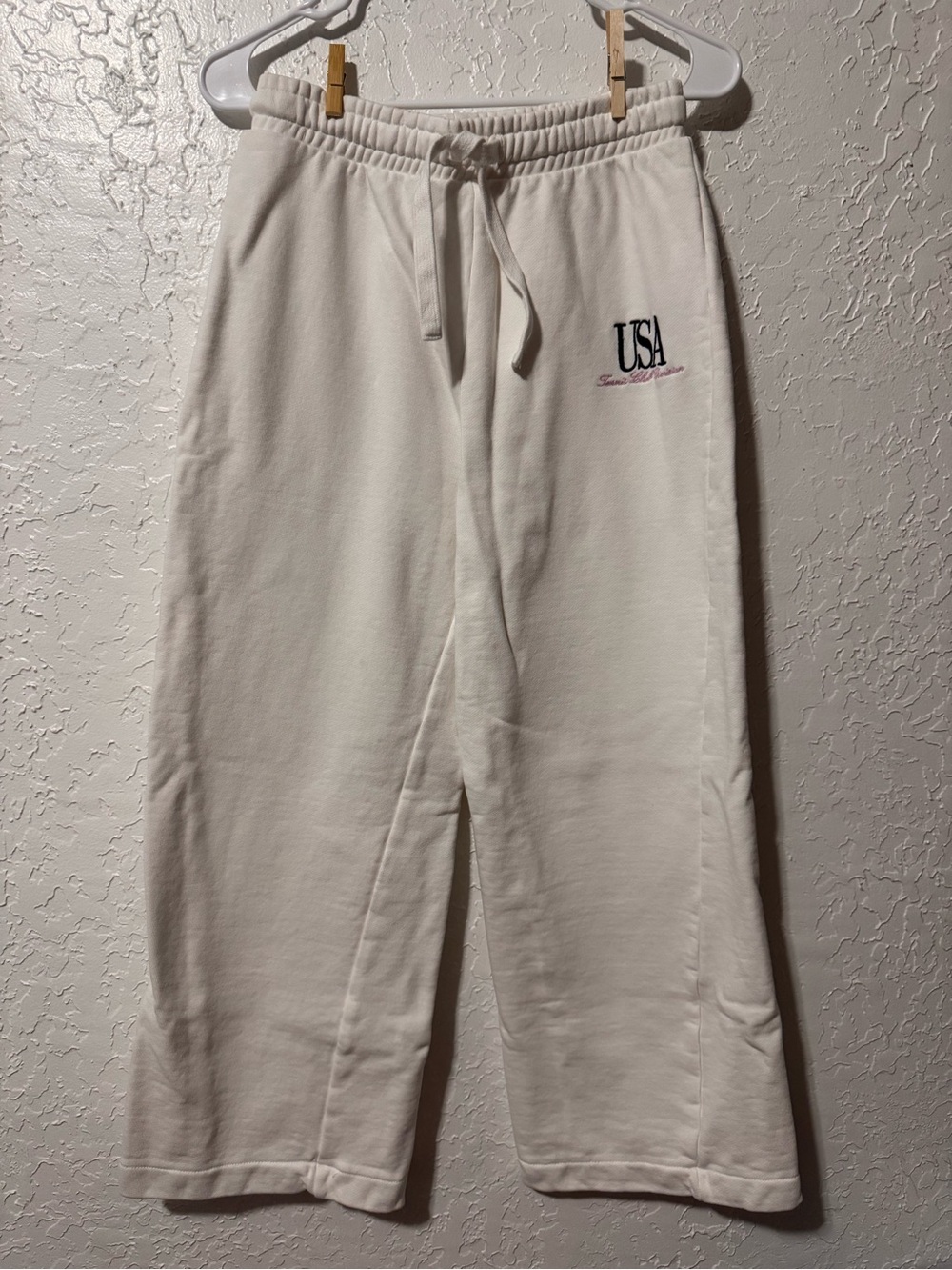 Zara Wide Leg Plush USA Tennis Club Division Jogging Pants